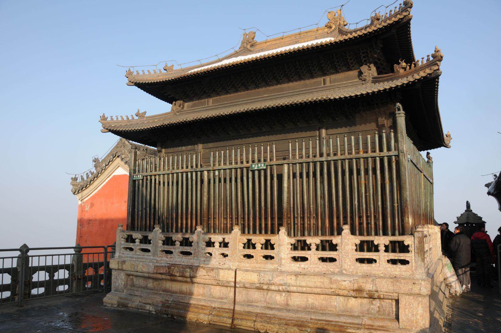 Temple buildings on the misty ridges of the Wudang Mountains